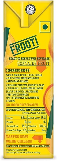 Parle Frooti Mango Drink 200ml - Pack of 6