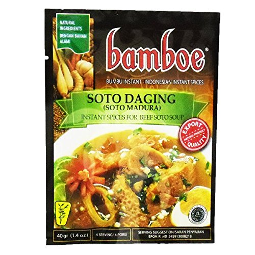 Bamboe Bumbu Instant Soto Daging Madura - Beef Soup Spice, 40 Gram (Pack of 3)