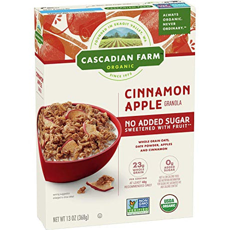 Cascadian Farm Organic Granola, Cinnamon Apple, No Added Sugar, 13 oz - Mighty Depot