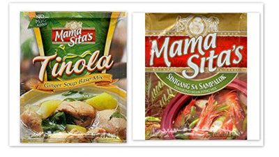Mama Sita's Soup Mix 5-Packet Variety Bundle includes 2-Packet Sinigang Sa Sampalok Mix(Tamarind Seasoning Mix Hot), 1.76 oz + 3-Packet Tinola Ginger Soup Mix, 0.88 oz