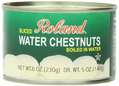 Roland Foods Sliced Water Chestnuts, Peeled and Boiled in Water, Specialty Imported Food, 8-Ounce Can