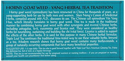 Triple Leaf Tea, Horny Goat Weed, 20 Teabags (Pack of 6)