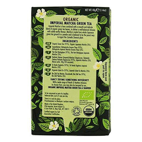 HEATH & HEATHER Organic Imperial Matcha Green Tea 20ct, 20 CT - Mighty Depot
