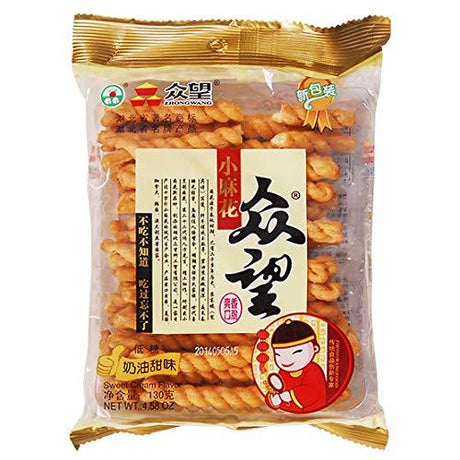 Zhongwang Fried Dough Twist (Butter Flavor)130g(pack of 2)众望小麻花 (奶油味)(2包） asian chinese snacks - Mighty Depot