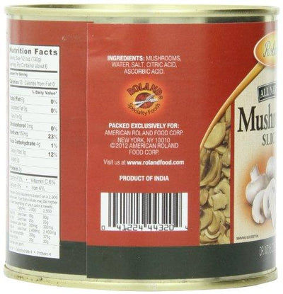 Roland Foods Canned Sliced Button Mushrooms, Specialty Imported Food, 16-Ounce Can