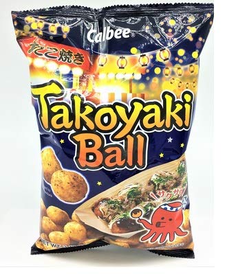 Calbee Takoyaki Ball, octopus balls Flavor Corn Snacks 3.17oz, Pack of 6