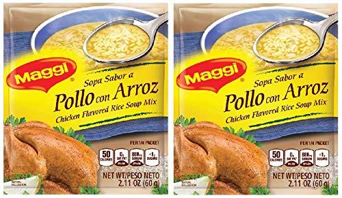MAGGI Sopa Sabor a Pollo con Arroz 2 PACK 60 gr. | Chicken Flavored Rice Soup Mix 2.11 oz each. - Mighty Depot