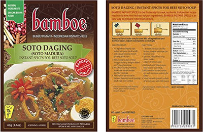Bamboe Bumbu Instant Soto Daging Madura - Beef Soup Spice, 40 Gram (Pack of 3)