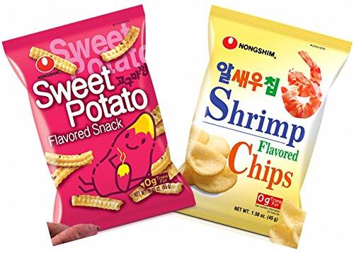 Nongshim Sweet Potato Snack, Shrimp Flavored Chips - Combo Pack (2 bags) - Mighty Depot