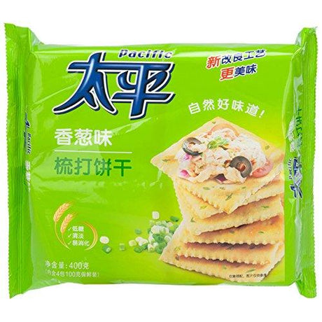 Taiping pacific shallot-flavored 400g soda biscuits 太平 梳打饼干 香葱味 400g (pack of 1) - Mighty Depot