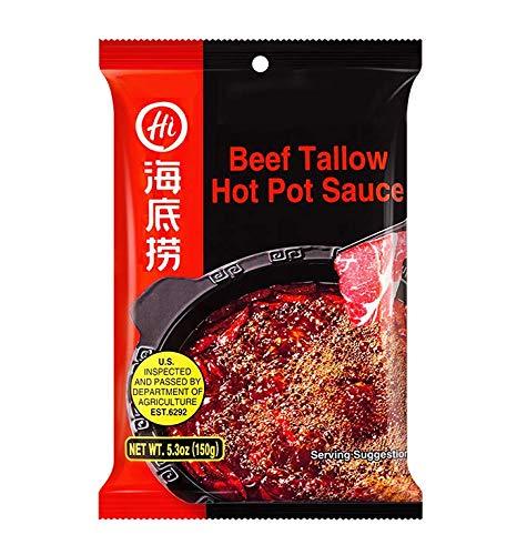 HAIDILAO Authentic Beef Tallow Hot Pot Sauce Premium Spicy Hot Pot Soup Base NEW ITEM 5.3oz (150g) X 2Bags - Mighty Depot