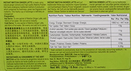 Gold Kili Instant Matcha Ginger Latte, 8.8 Ounce - Mighty Depot