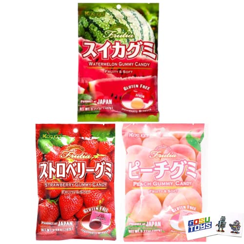 Kasugai Japanese Gummy Candy with Real Fruit Juice (3 Pack)