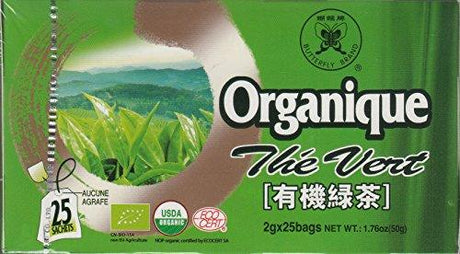 Butterfly Brand, Organic Green Tea, 1.76 Ounces, 1 Box - Mighty Depot