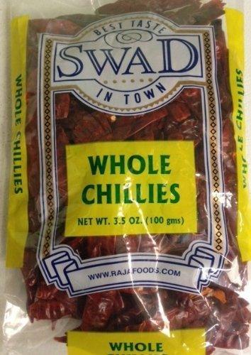 Swad Whole Red Dried Chillies 3.5oz., 100 Grams/ Indian Groceries by Swad [Foods] by Swad - Mighty Depot