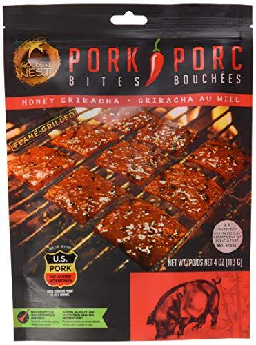 Golden Nest Pork Jerky Bites, Gluten Free, Healthy Homemade Style BBQ Meat From Gourmet USA Pork, Award Winning Premium BakKwa, 4 Ounces (Honey Sriracha) - Mighty Depot