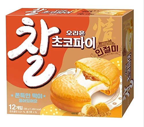Orion Chal Choco Pie with Injeolmi(Korean Rice Cake) 초코파이 인절미 - 1 box x 12 Rice Cakes