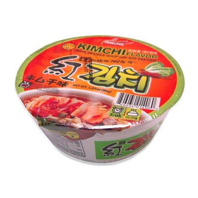 Ohsung Kimchi Flavor Bowl Noodle Soup with Soy Peptide - 12 pkgs