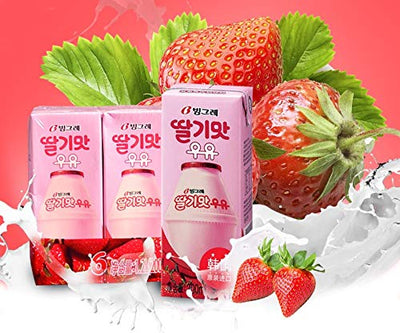 Biggrae Flavored Milk Series; Melon(6) & Strawberry(6) 6.8 Fl oz; 12 Packs (Each Flavor 6 Packs)