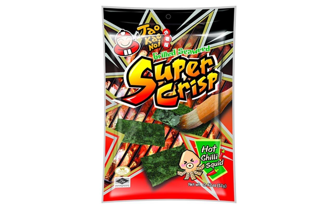 Super Crisp Grilled Seaweed (Hot Chili Squid Flavor) .84oz (Pack of 6)