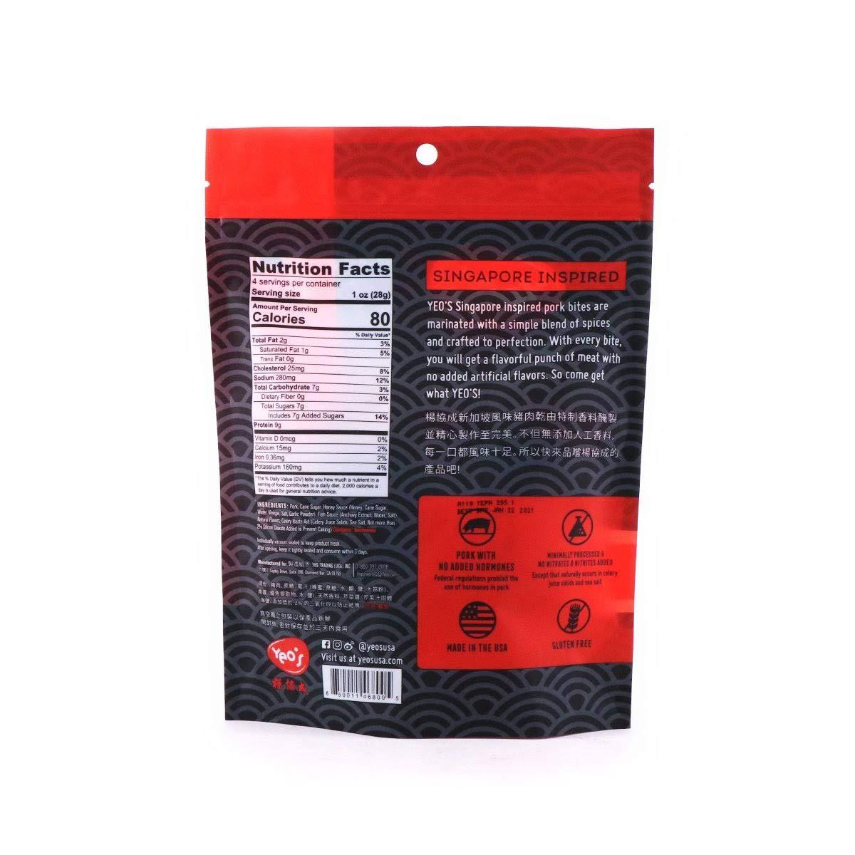 Yeo's Pork Bites Honey Glazed & Honey Sriracha (2 packs X 4oz) - Singapore Inspired Snacks - Mighty Depot