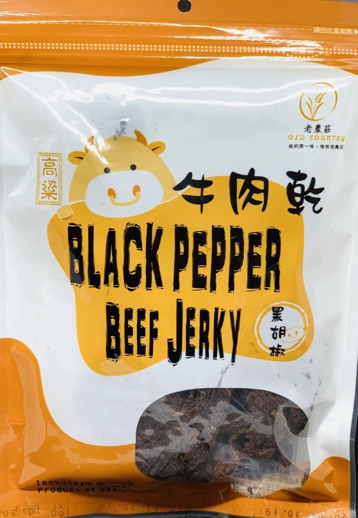 Old Country Jerky - Black Pepper Beef Jerky - 2.8oz - Authentic Taiwanese Recipe Made With Angus Beef (1 Pack)