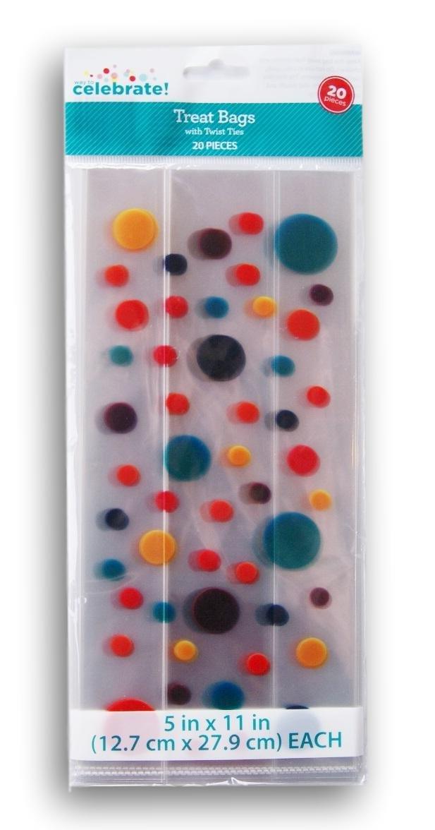 Colorful Polka Dot Party Cellophane Treat Bags with Twist Ties - 20 count - Mighty Depot