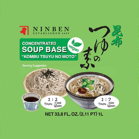 [NINBEN] Kombu Tsuyu | Vegan Japanese Hokkaido Kelp 3 times Concentrated Soup Base | No Preservatives | Product of Japan (33.8 Fl oz/1000ml) - Mighty Depot