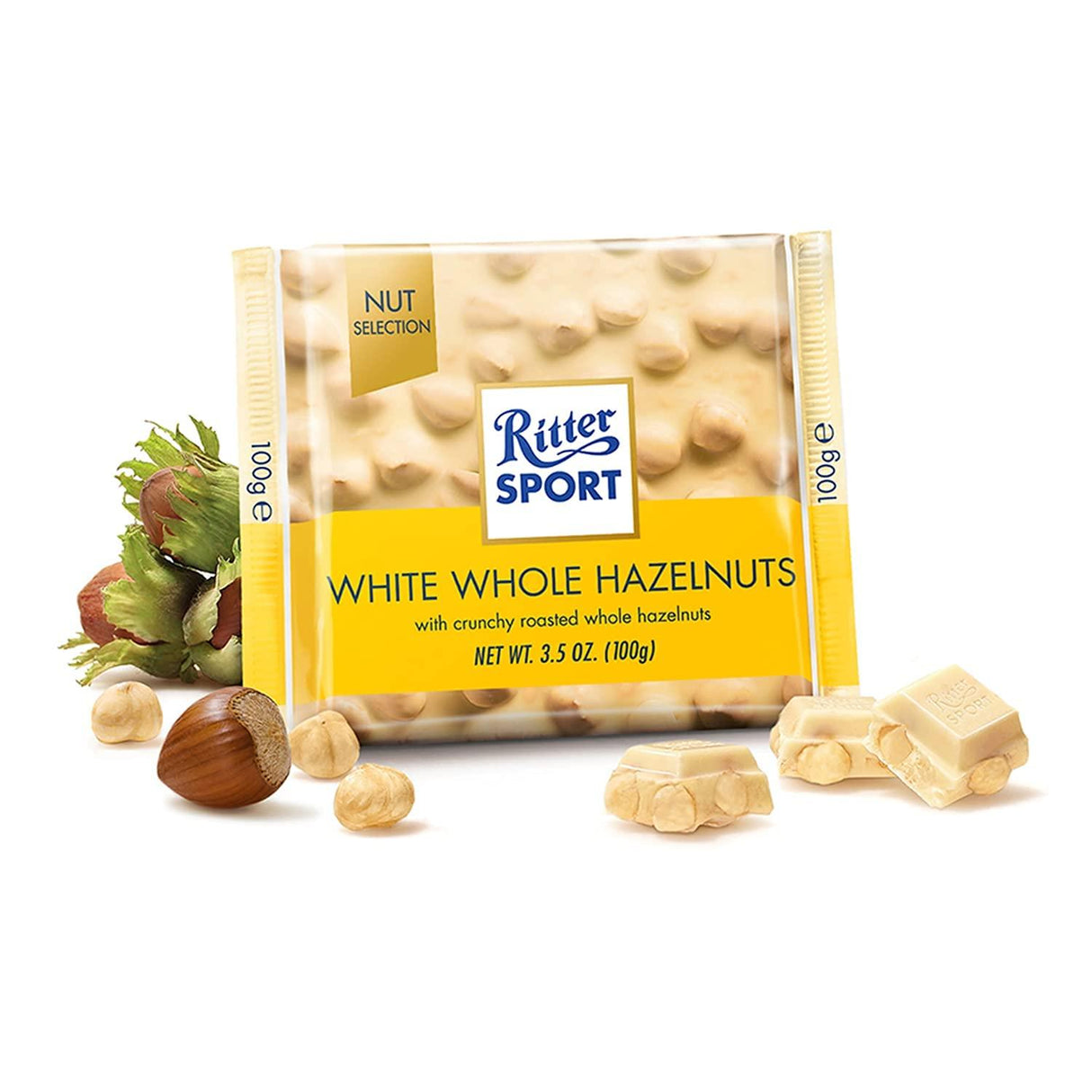 Ritter Sport White Whole Hazelnuts, 100g - Mighty Depot