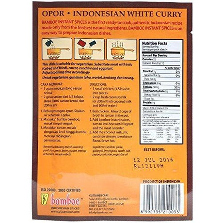 Bamboe Bumbu Instant Opor - White Curry , 36 Gram (Pack of 3) - Mighty Depot