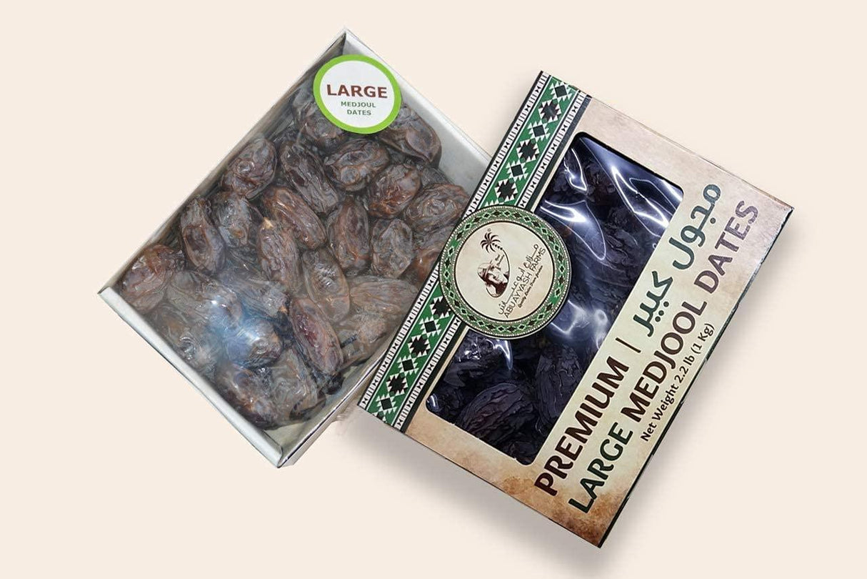 Medjool Dates || Abuayyash Farms || Fresh Dates from Jordan || 2BOX || Medium Medjool Dates (1LB (453g)) || Large Medjool Dates (2.2LB (1kg)) - Mighty Depot