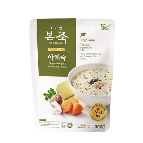 BONJUK Vegetable (Juk) Rice Porridge - Korean soup stew Kfood, Hearty Breakfast Oat Meal – 10.6oz(300g), pouch type - Mighty Depot