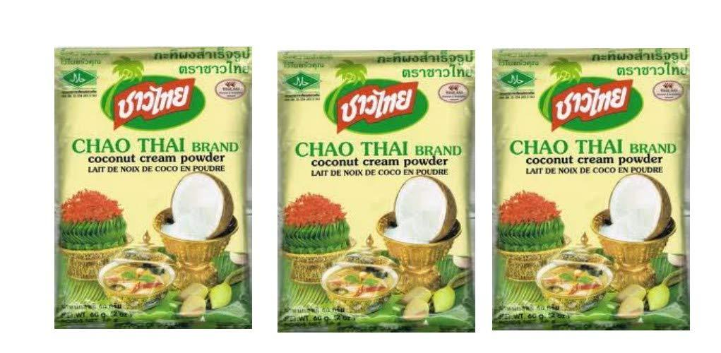 Coconut Cream Powder " Chao Thai " Brand Aluminum Foil Sachet 60 G. (Packs of 3)