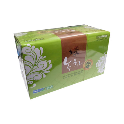 Hwagae Korean Green Tea Bags 3 Count Boxes (Pack of 25) 75Tea Bags Total Individual Green Tea Bags for Hot or Iced Tea Drink Plain