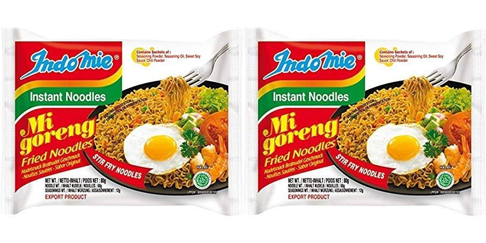 Indomie Mi Goreng Instant Stir Fry Noodles, Halal Certified, Original Flavor (Pack of 5) Pack of 2