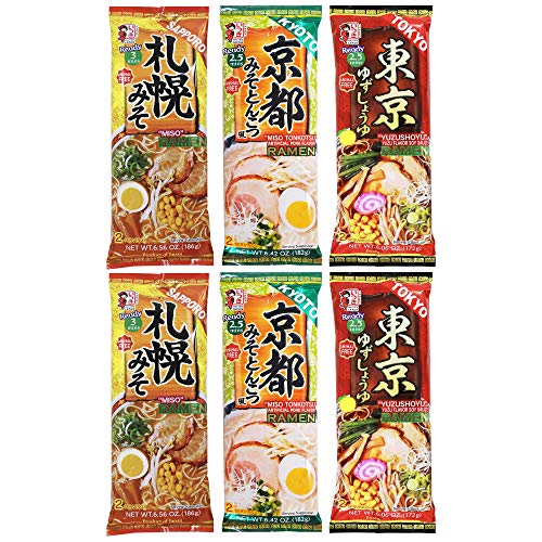 [Pack of 6, Total 12 Serving] Itsuki Instant Ramen Variety Set (Miso Tonkotsu, Yuzu Shoyu, Original Miso), Animal Free