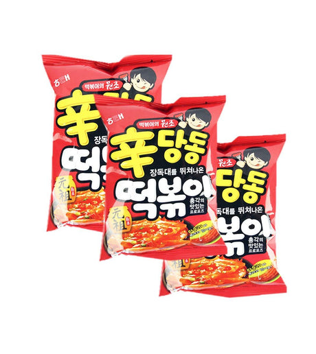 Korean Spicy Rice Cake Flavor Snack Shindangdong Tteokbboki 신당동 떡볶이과자 2.47oz, 3 Pack (Original) - Mighty Depot