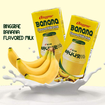 Biggrae Flavored Milk Series; Banana(6), Strawberry(6), Melon(6);  6.8 Fl oz; 18 Packs (Each Flavor 6 Packs)