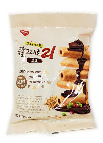 Kemy 21 Grain Premium Baked Crispy Roll, Chocolate Flavor 5.29oz
