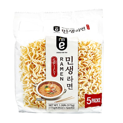I'M E MinSaeng Ramen 115g 4.05oz (Pack of 5) . Korean Spicy Instant Noodle Soup Chewy Texture Noodle, Rich and Savory Trans Fat 0 Cholesterol, 4.05 oz (115 g)