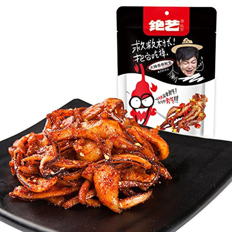 绝艺大辣卷卷鱿鱼118g鱿鱼片麻辣卤味休闲真包小包装零食小吃 - Mighty Depot