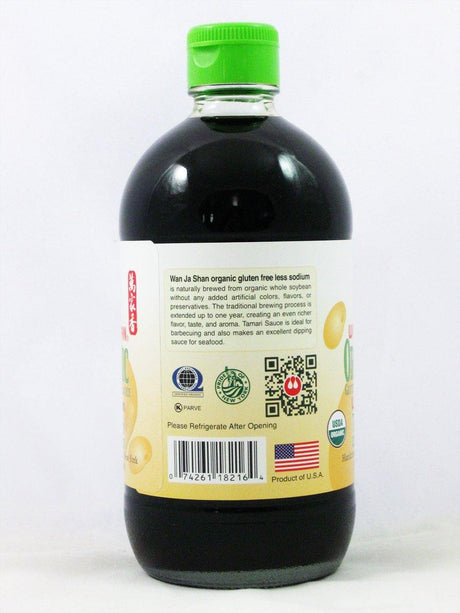 Wan Ja Shan: Organic Gluten Free Less Sodium Tamari (1 X 15 Fl Oz) - Mighty Depot
