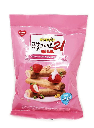 Kemy 21 Grain Premium Baked Crispy Roll, Strawberry Flavor 5.29oz