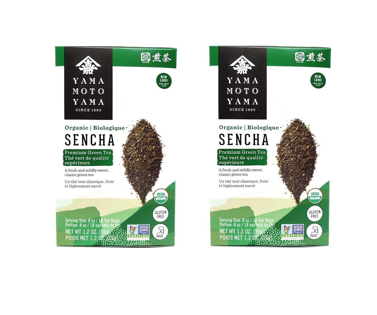 Yamamotoyama Organic Sencha Premium Green Tea (2 Pack, Total of 2.4oz)