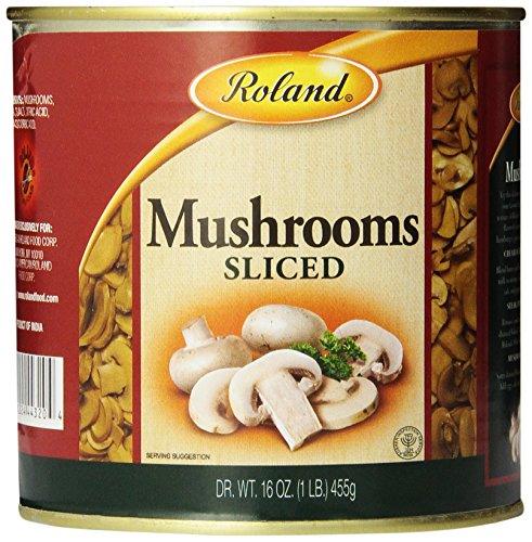 Roland Foods Canned Sliced Button Mushrooms, Specialty Imported Food, 16-Ounce Can