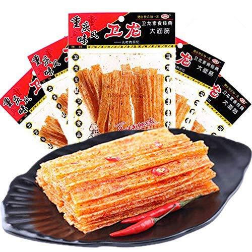 WEI LONG Chinese Special Spicy Snack Food: Spicy Gluten Wei Long La Tiao 5 Packages, 102g x 5 Pack - Mighty Depot