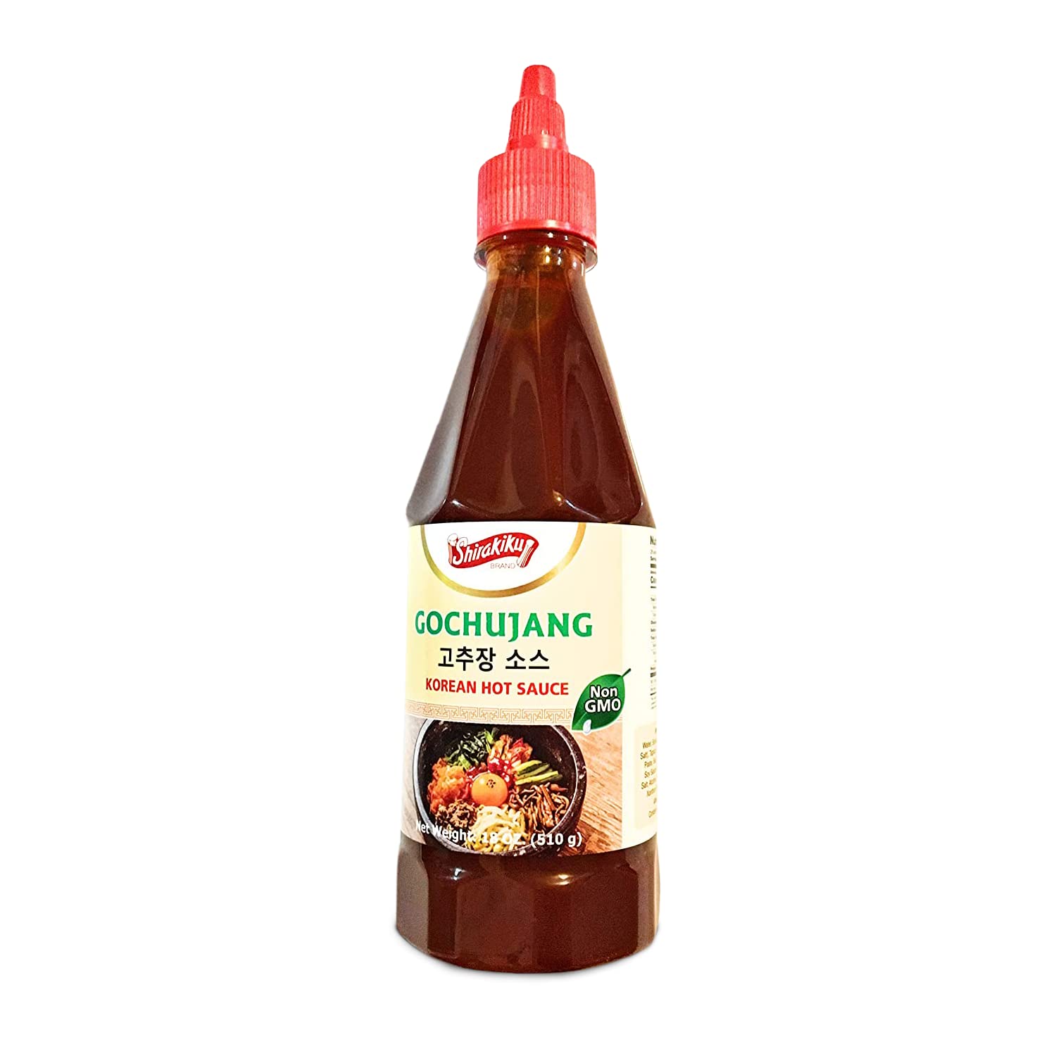 Shirakiku Gochujang Hot Sauce | Korean Non-GMO With Soybean, Tapioca Syrup Base and Salt | Perfect for Authentic Asian Cuisine | Convenient Squeezable Bottle with Twist Cap 18 oz