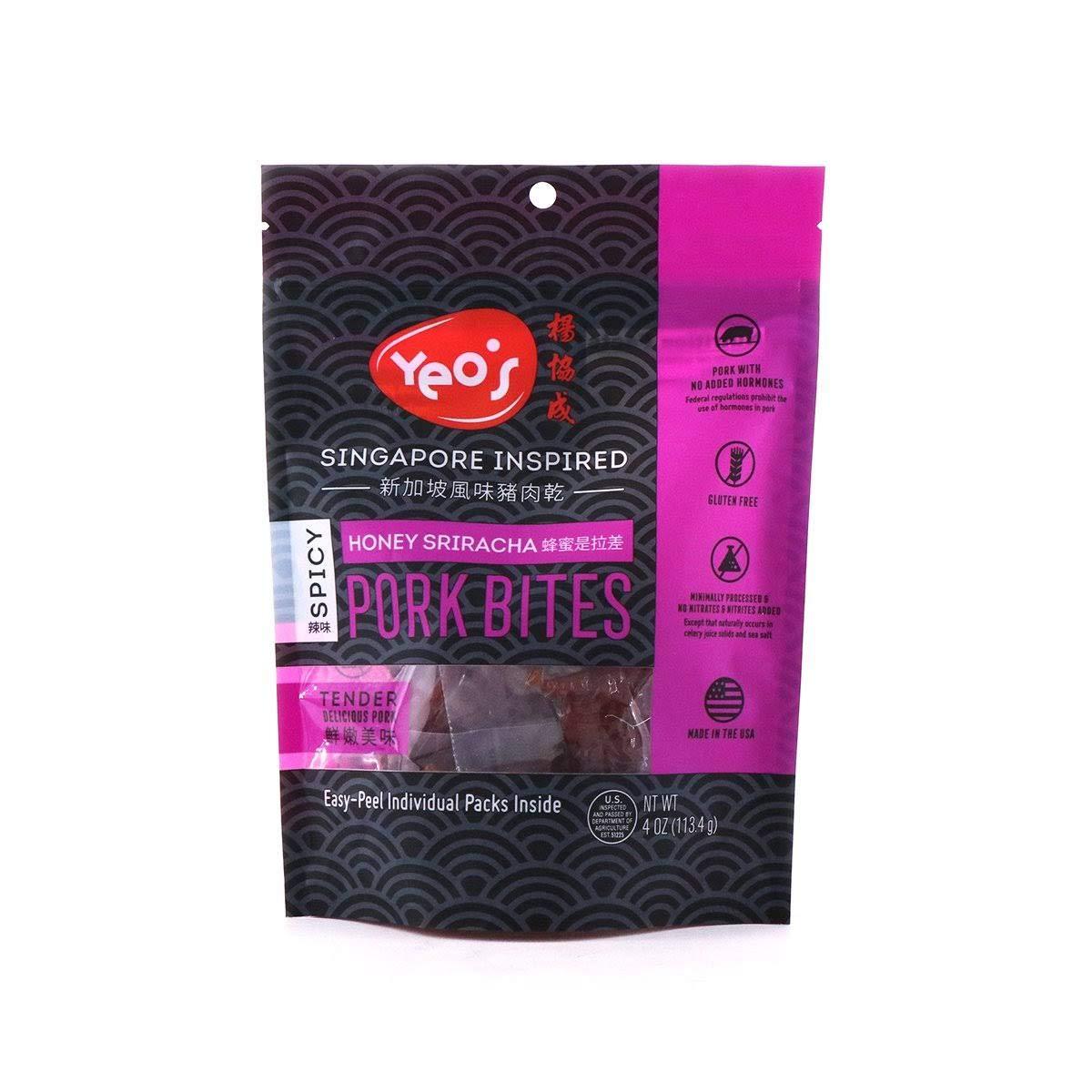 Yeo's Pork Bites Honey Glazed & Honey Sriracha (2 packs X 4oz) - Singapore Inspired Snacks - Mighty Depot