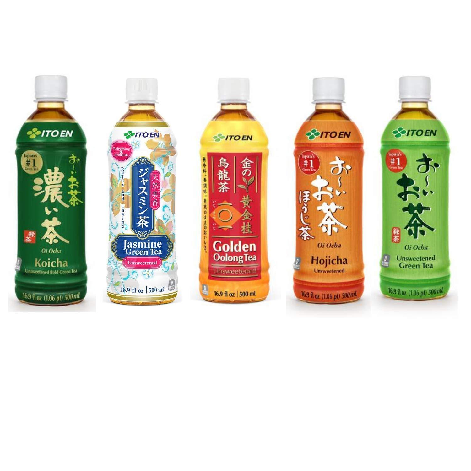 Itoen Unsweetened Tea Samplers, Oicha Green Tea, Oolong Tea, Hojicha, Jasmine Green Tea, Koicha (Bold Green Tea), Total 5 Pack