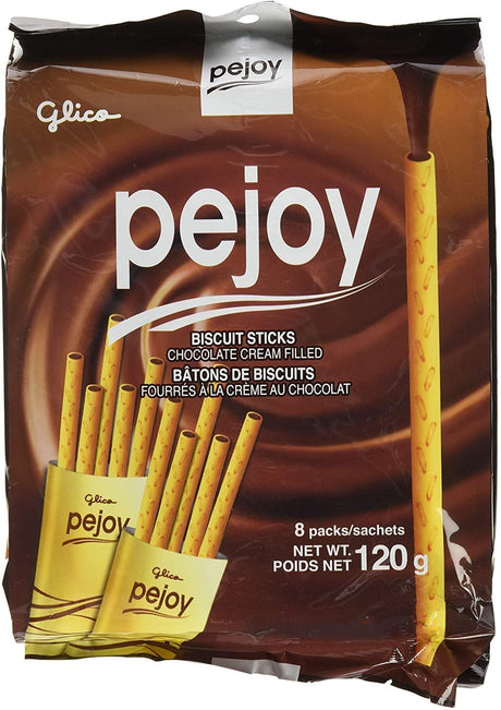 Glico Pejoy Chocolate Cream Biscuit Stick, Chocolate, Family Pack 4.24 oz (Pack of 5) - Mighty Depot